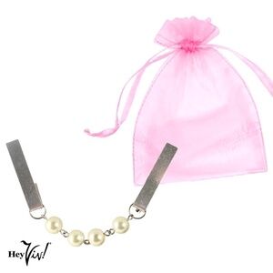 Pearl Sweater Guard Cardigan Clip 50s Style Silver in Organza Gift Bag - Hey Viv